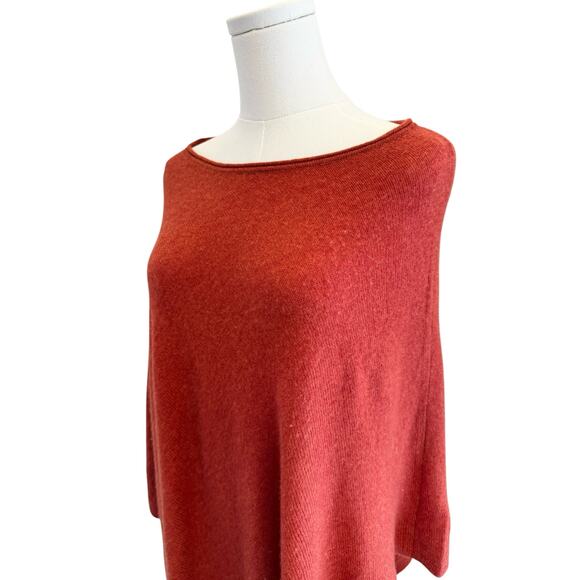 Rachel & Zoe 2 Ply 100% Cashmere OS Cape Shawl Wrap Terra Cotta Soft Warm Class - Picture 5 of 8